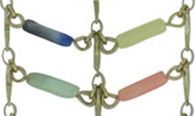 Olivia Welles Burnished Gold Plated Resin Statement Necklace In Gold / Multi