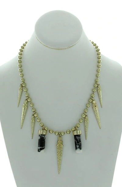 Olivia Welles Gold Plated Alternating Icicle Beaded Statement Necklace In Gold / Black / White