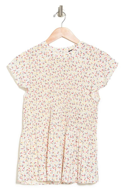 Shop Adrianna Papell Printed Pleated Georgette Blouse In Ivory Cheerful Ditsy