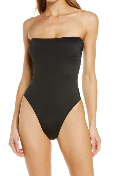 Shop Norma Kamali Bishop Strapless One-piece Swimsuit In Black