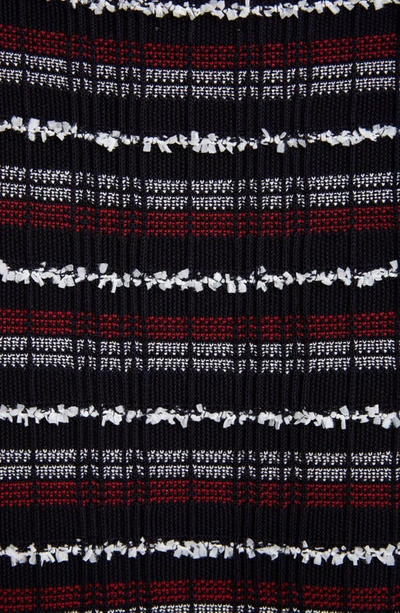 Shop Thom Browne Tweed Yarn Jacquard Sweater In Red/ White/ Black