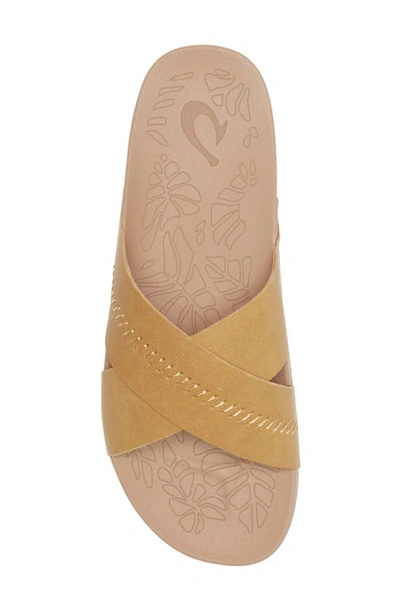 Shop Olukai Kipea Olu Slide Sandal In Golden Harvest/ Golden Sand