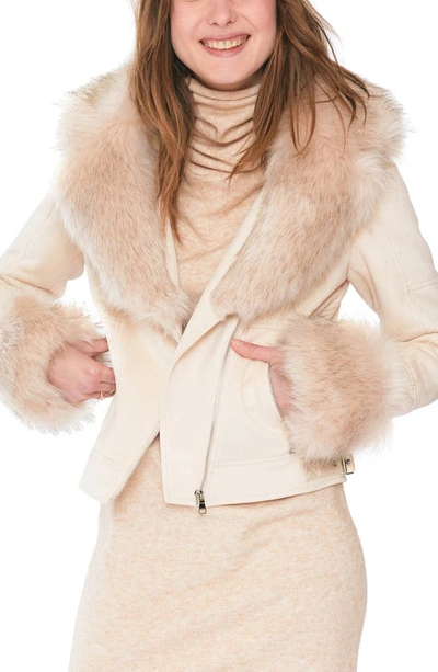 Shop Molly Bracken Faux Fur Jacket In Off White