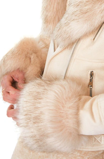 Shop Molly Bracken Faux Fur Jacket In Off White