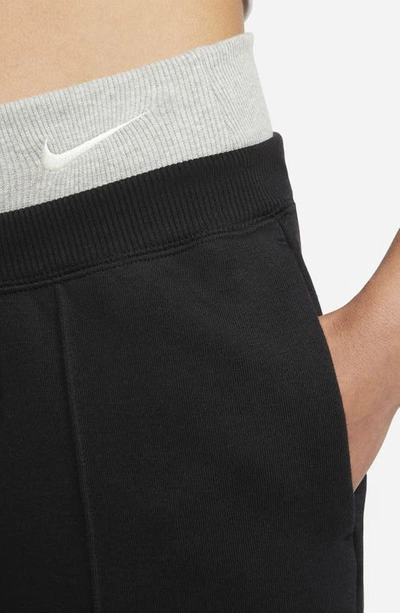 Shop Nike Sportswear Icon Fleece Drawstring Joggers In Black/ Grey/ Sail/ Smoke Grey