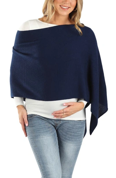 Moozie Luxury Poncho Nursing Scarf In Navy