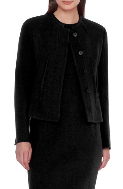 Shop Akris Double Face Crepe Wool Jacket In Black