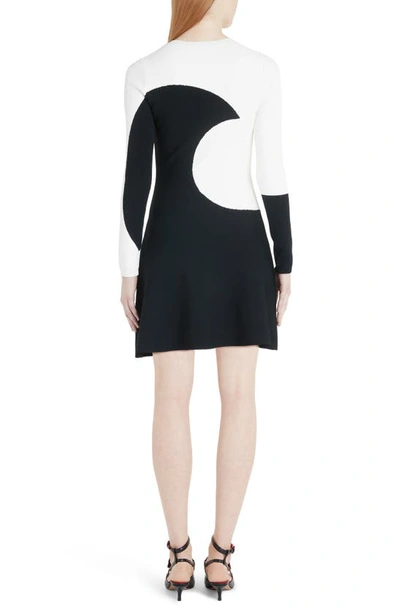 Shop Valentino Moon Inlay Long Sleeve Sweater Dress In 0an-ivory Black