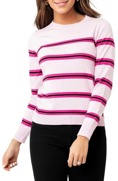 Shop Gibsonlook Cupid Stripe Crewneck Sweater In Parfait Pink Stripe