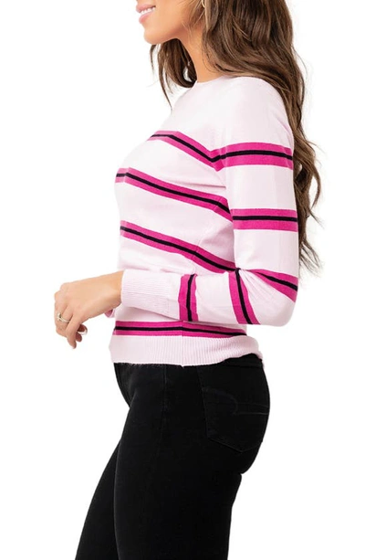 Shop Gibsonlook Cupid Stripe Crewneck Sweater In Parfait Pink Stripe