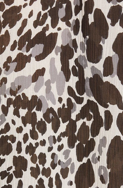Shop Saint Laurent Leopard Print Cotton & Silk Blouse In Noir Craie Gris
