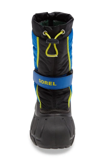 Shop Sorel Flurry Weather Resistant Snow Boot In Black/ Super Blue Multi