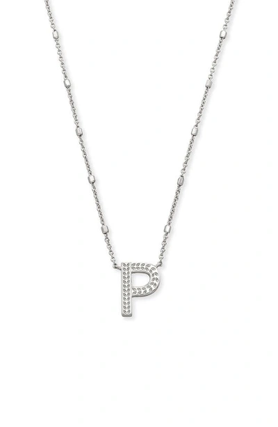 Shop Kendra Scott Initial Pendant Necklace In Rhodium Metal-p