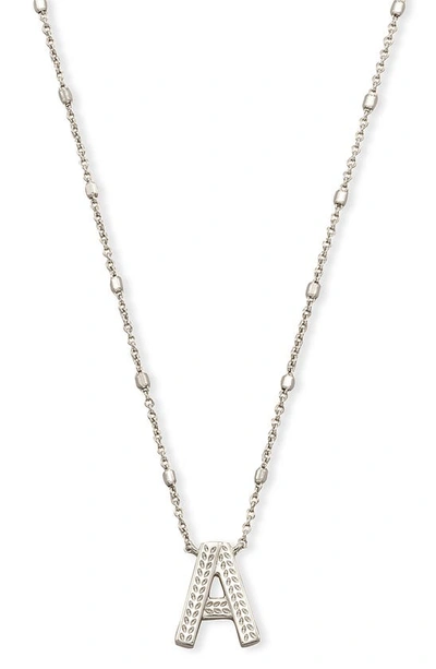 Shop Kendra Scott Initial Pendant Necklace In Rhodium Metal-a