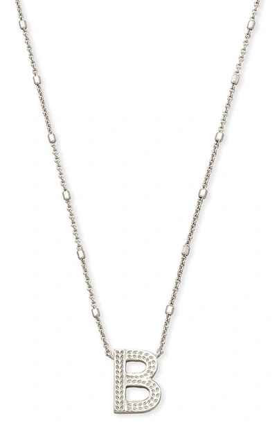 Shop Kendra Scott Initial Pendant Necklace In Rhodium Metal-b