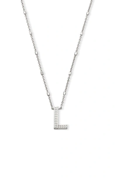 Shop Kendra Scott Initial Pendant Necklace In Rhodium Metal-l