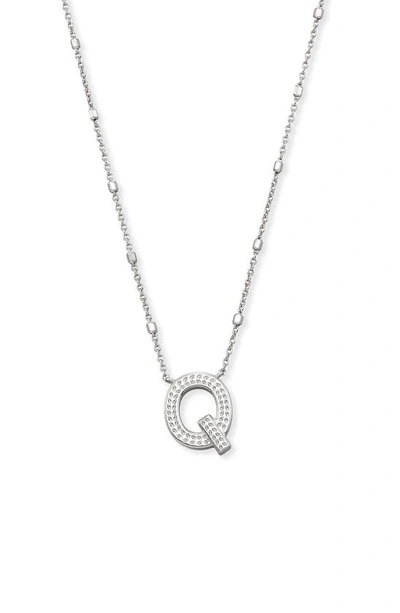 Shop Kendra Scott Initial Pendant Necklace In Rhodium Metal-q