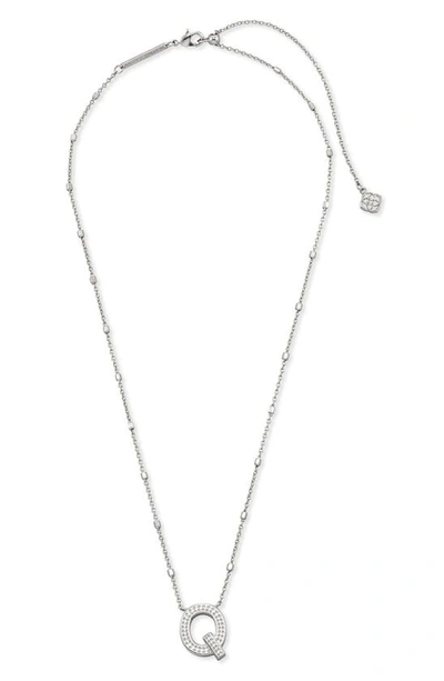 Shop Kendra Scott Initial Pendant Necklace In Rhodium Metal-q