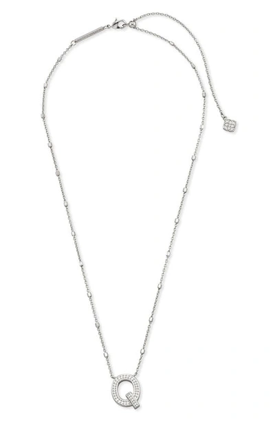 Kendra Scott Initial Pendant Necklace In Rhodium Metal-q