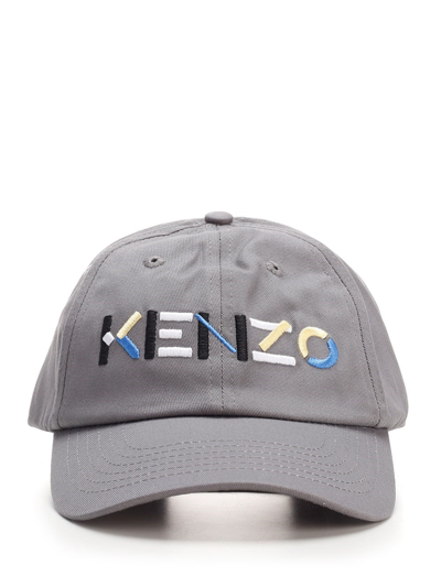 Shop Kenzo Logo Embroidered Baseball Cap In Grey