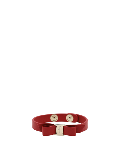 Shop Ferragamo Salvatore  Vara Lodo Detailed Bracelet In Red