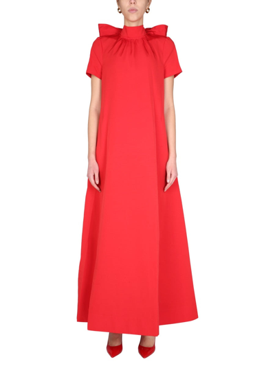 Shop Staud Back Knot High Neck Maxi Dress In Red