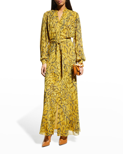 Shop Diane Von Furstenberg Carter Belted Maxi Dress In Leopard Light