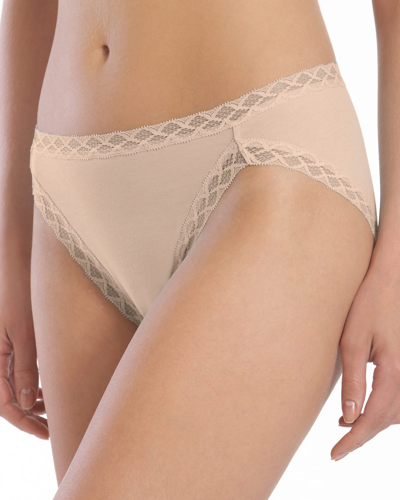 Shop Natori Bliss French Cut Lace Trimmed Briefs In Stone Fog