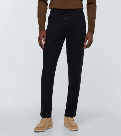Shop Loro Piana Leisure Cotton And Cashmere Pants In Blue Navy