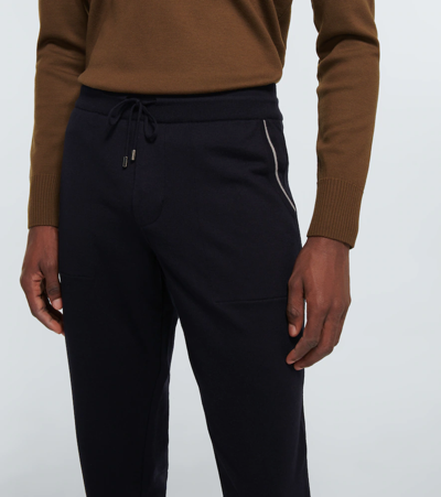 Shop Loro Piana Leisure Cotton And Cashmere Pants In Blue Navy