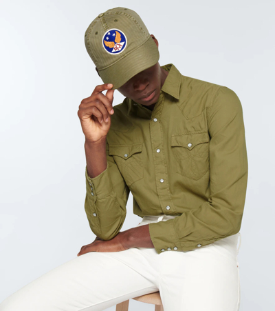 Shop Rrl Embroidered Cotton Cap In Brewster Green