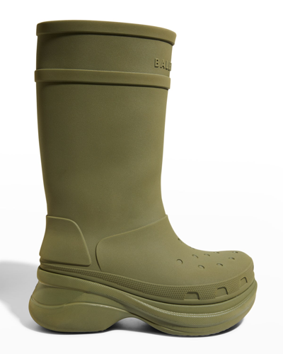 Shop Balenciaga X Crocs&trade; Men's Tonal Rubber Rain Boots In Forest