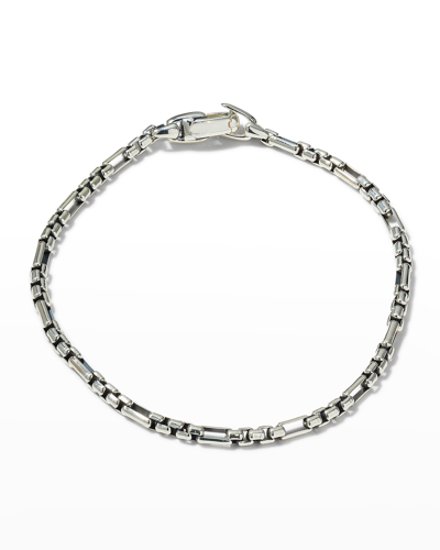 Shop David Yurman Men's Open Station Box Chain Bracelet In Silver