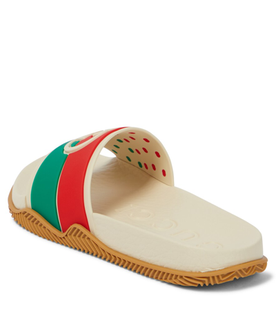 Shop Gucci Interlocking G Slides In My.whi-red-gre-m.whi