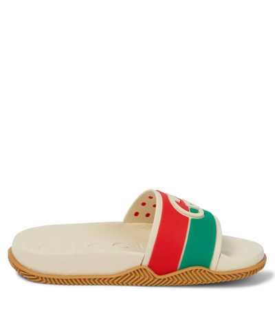 Shop Gucci Interlocking G Slides In My.whi-red-gre-m.whi