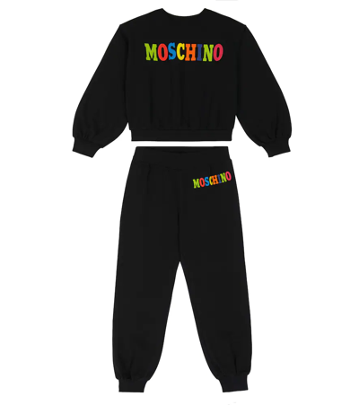 Shop Moschino Logo Sweatshirt And Sweatpants Set In Black