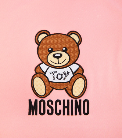 Shop Moschino Baby Logo Cotton Blanket In Sugar Rose