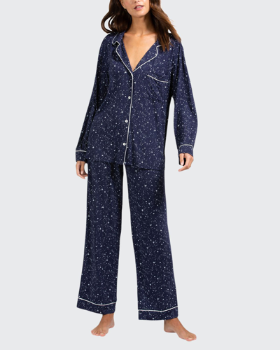 Shop Eberjey Sleep Chic Printed Pajama Set In Daisy Blue Shadow