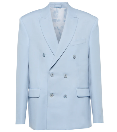 Wardrobe.nyc Wool Double Breasted Blazer With Peak Lapel In Blue