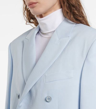 Wardrobe.nyc Wool Double Breasted Blazer With Peak Lapel In Blue