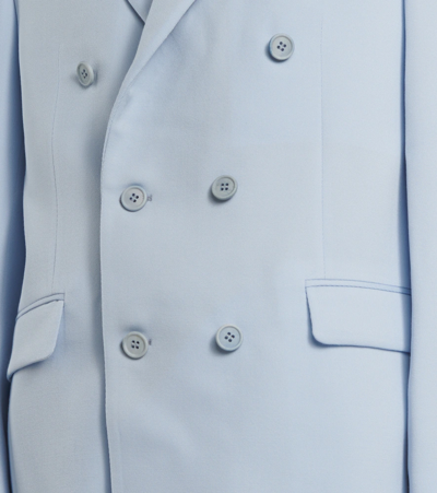 Wardrobe.nyc Wool Double Breasted Blazer With Peak Lapel In Blue