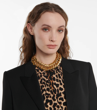 Shop Saint Laurent Chunky Chainlink Choker In Or Laiton