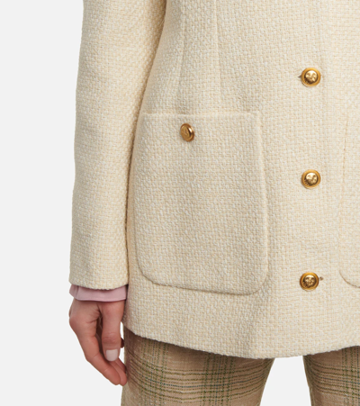Shop Gucci Cotton-blend Tweed Blazer In White Snow
