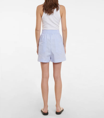 Shop Lee Mathews Lm Classic Cotton And Linen Shorts In Chambray