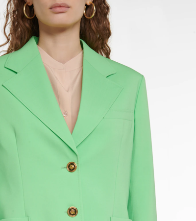 Shop Versace Wool Blazer In Neon Green