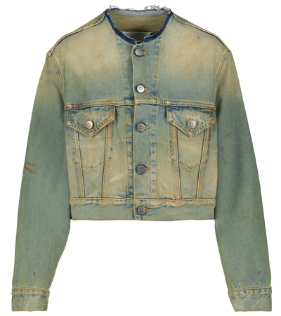 Shop Maison Margiela Distressed Denim Jacket In Dirty Denim