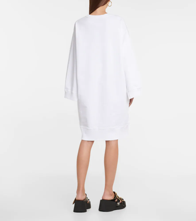 Shop Mm6 Maison Margiela Printed Cotton Sweatshirt Dress In White