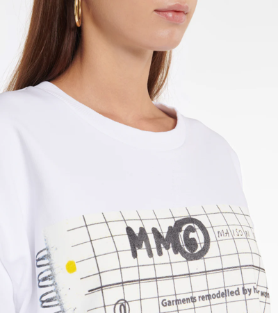 Shop Mm6 Maison Margiela Printed Cotton Sweatshirt Dress In White
