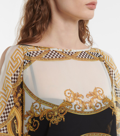 Shop Versace La Coupe Des Dieux Printed Silk Kaftan In Bianco+oro+nero