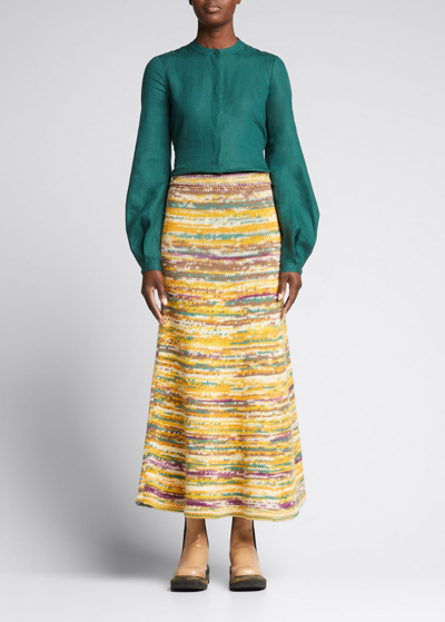 Shop Gabriela Hearst Sana Cashmere Knit Midi Skirt In Petrol Multi